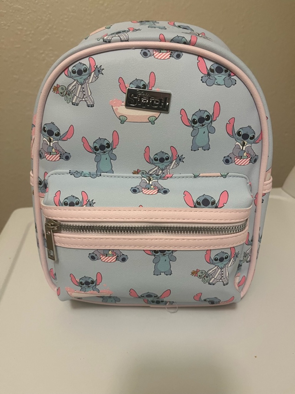 Light Blue & Pink Stitch Mini Backpack for Kids